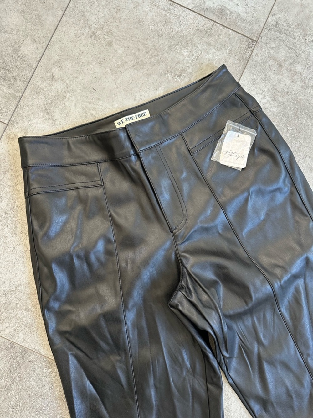 We The Free Black Faux Leather Straight Pants